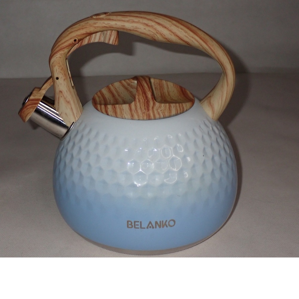 Belanko Whistling Tea Kettle Blue Ombre Dimpled Stainless Steel OS - Picture 1 of 8